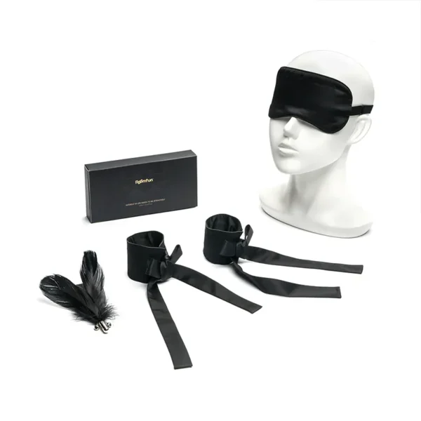 BDSM Eye Mask，Bondage Eye Mask，QS-004 Satin 4-piece bondage kit (1)