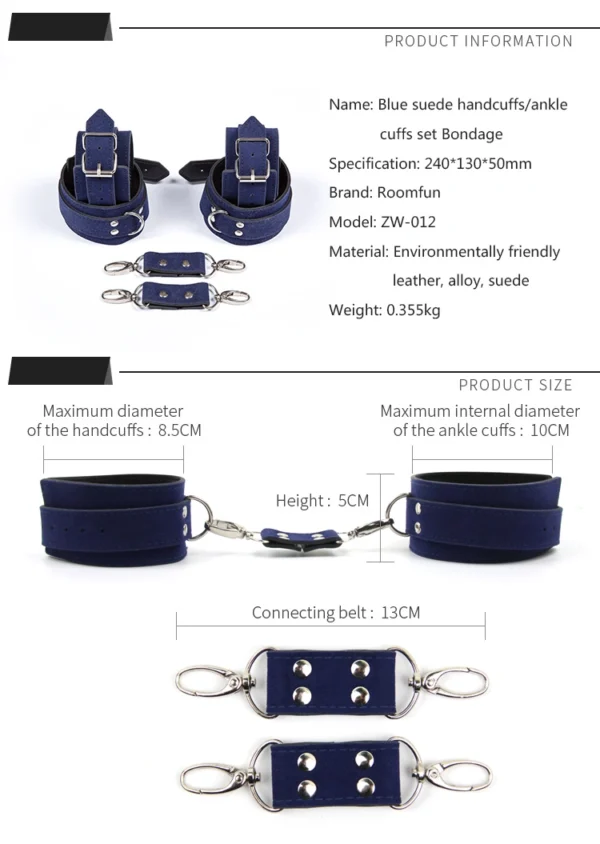 Bondage，Bondage Toys，Bondage Sex Toys，ZW-012 Blue handcuffs anklecuffs (6)